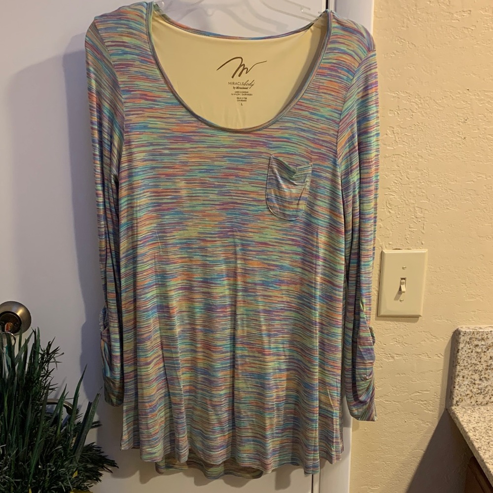 MiracleBody Multicolor Long Sleeve Top L